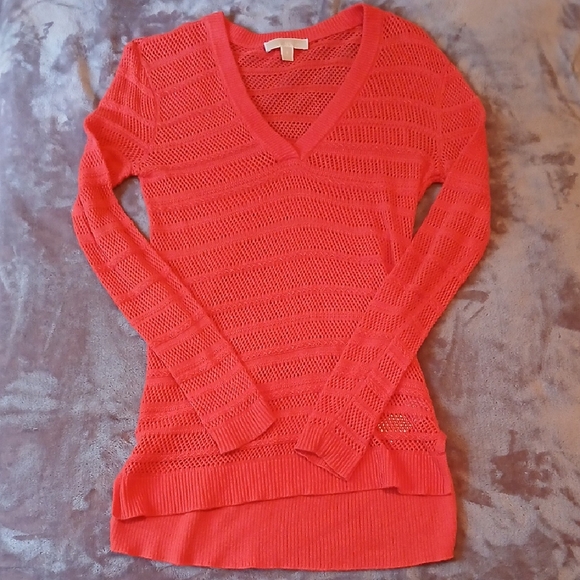 Michael Kors Pink V-Neck Sweater Lightweight Knit - Picture 1 of 5